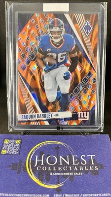 Saquon Barkley /99 (SP) - 2023 Panini Phoenix Lava Holo Bookend 99/99 #31