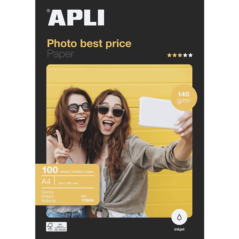 Papier photo A4 brillant 140 g Apli pour rapports d'entreprise et présentations