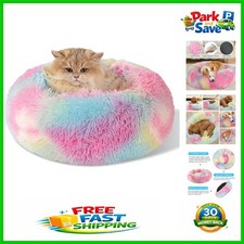 Round Therapeutic Dog Calming Bed - Soft Faux Fur for Ultimate Comfort