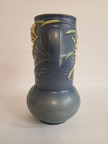 Roseville Art Pottery Blue Vase Freesia 126-10 Mid Century Modern 1945 Stunner!! - Picture 7 of 19