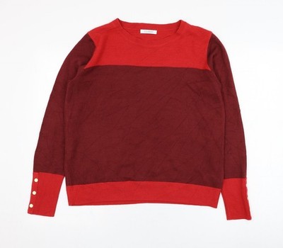 Marks and Spencer Damen Rot Rundhals Acryl Pullover Pulli Größe 14
