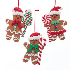 Kurt Adler Gingerbread Man with Peppermints Ornament Set D4761