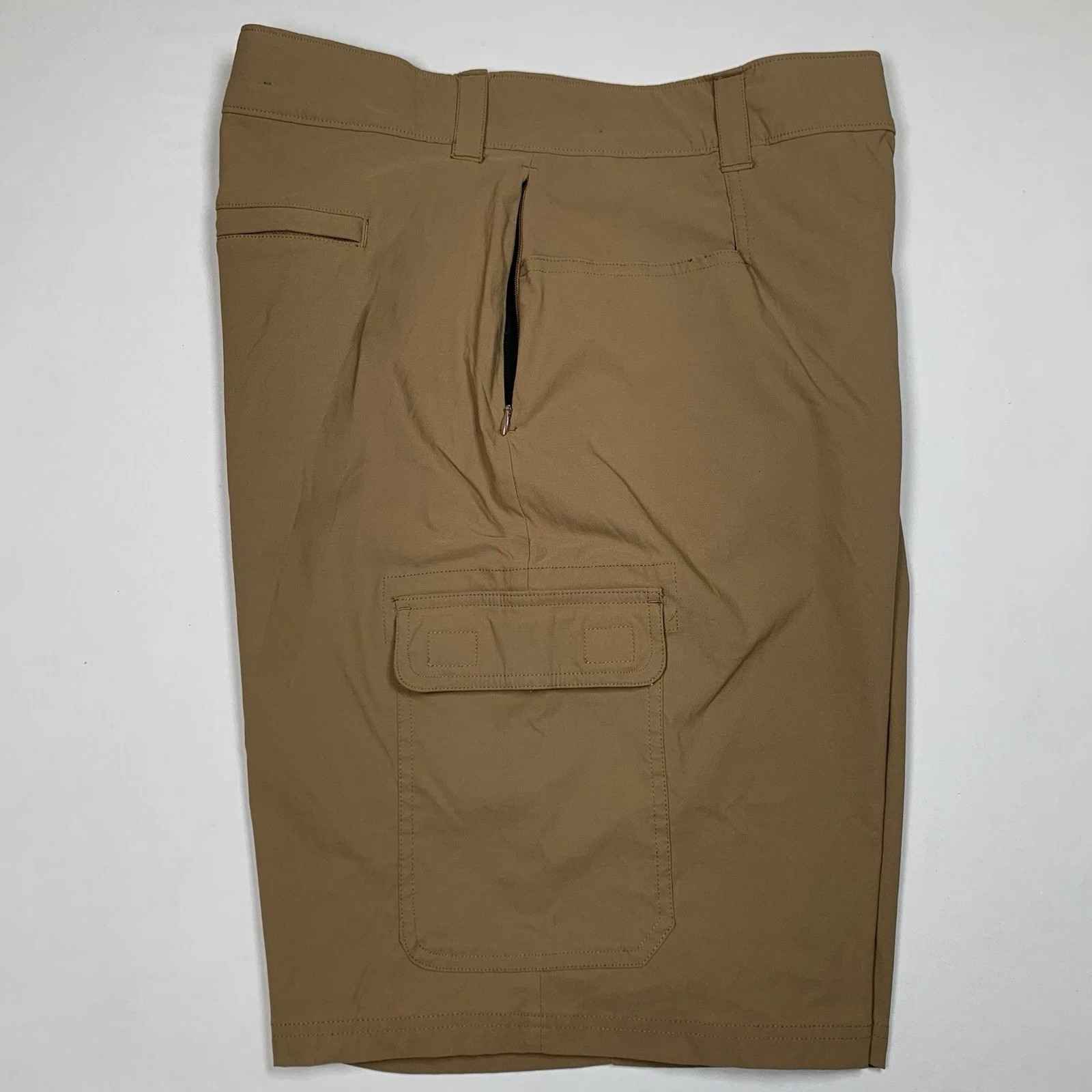 Orvis Cargo Shorts Mens 40/10 Brown Zip Pockets Stretch Hiking Outdoor Casual