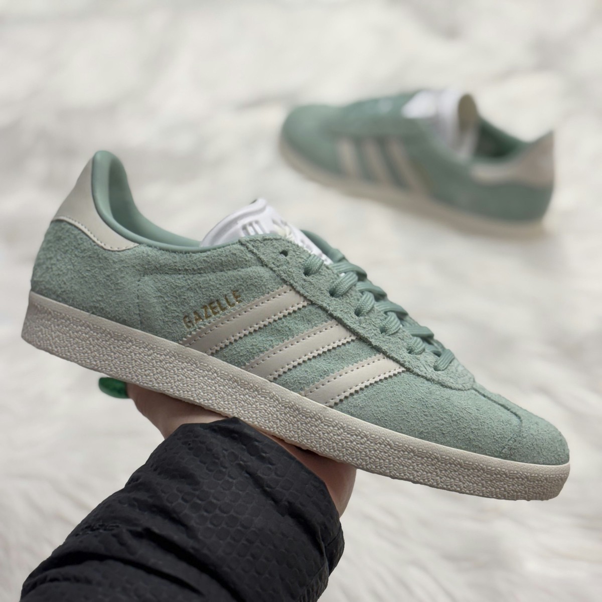 Adidas Gazelle Suede Womens Shoes Hazy Green/White IG4393 All