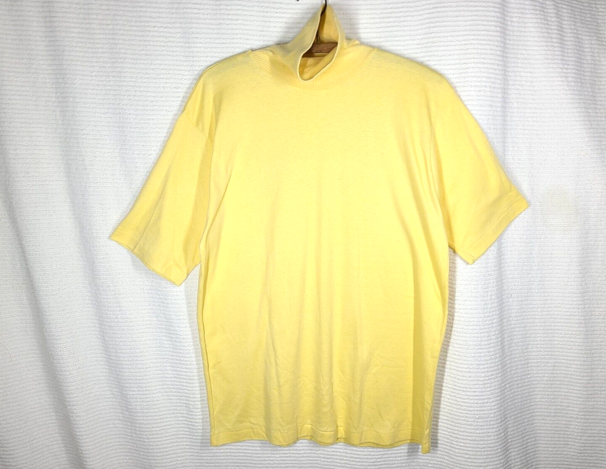 Vtg 60s Campus Turtleneck XL Yellow Never Iron 50/50 Single Stitch