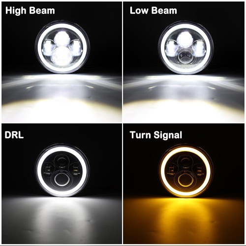 Pair 7" Inch Round LED Headlights Angle Eyes For Jeep Wrangler JK LJ TJ CJ - Bild 3 von 12
