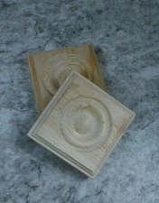 1"x 3-1/4"x 3-1/4" Pine Rosette Corner Molding Block...Vintage Look...New