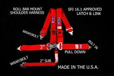 RJS RACING SFI 16.1 LATCH & LINK 5PT SEAT BELT HARNESS RED 50502-18-06-4