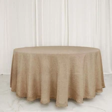 NATURAL 120" Round Faux Burlap Tablecloth Wedding Party Linens