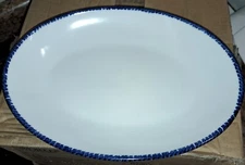 WORLD TABLEWARE 11" SMALL OVAL PLATTER, BLUE SPONGE EDGE, 12/PCS, NEW