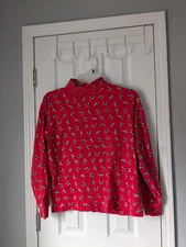 Vintage Mickey Mouse Mock Neck Shirt, Red, Long Sleeves, Size M-L, Mickey & Co