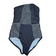 Cole Of California Strapless Black White One-Piece Swimsuit Geometric Pattern Si