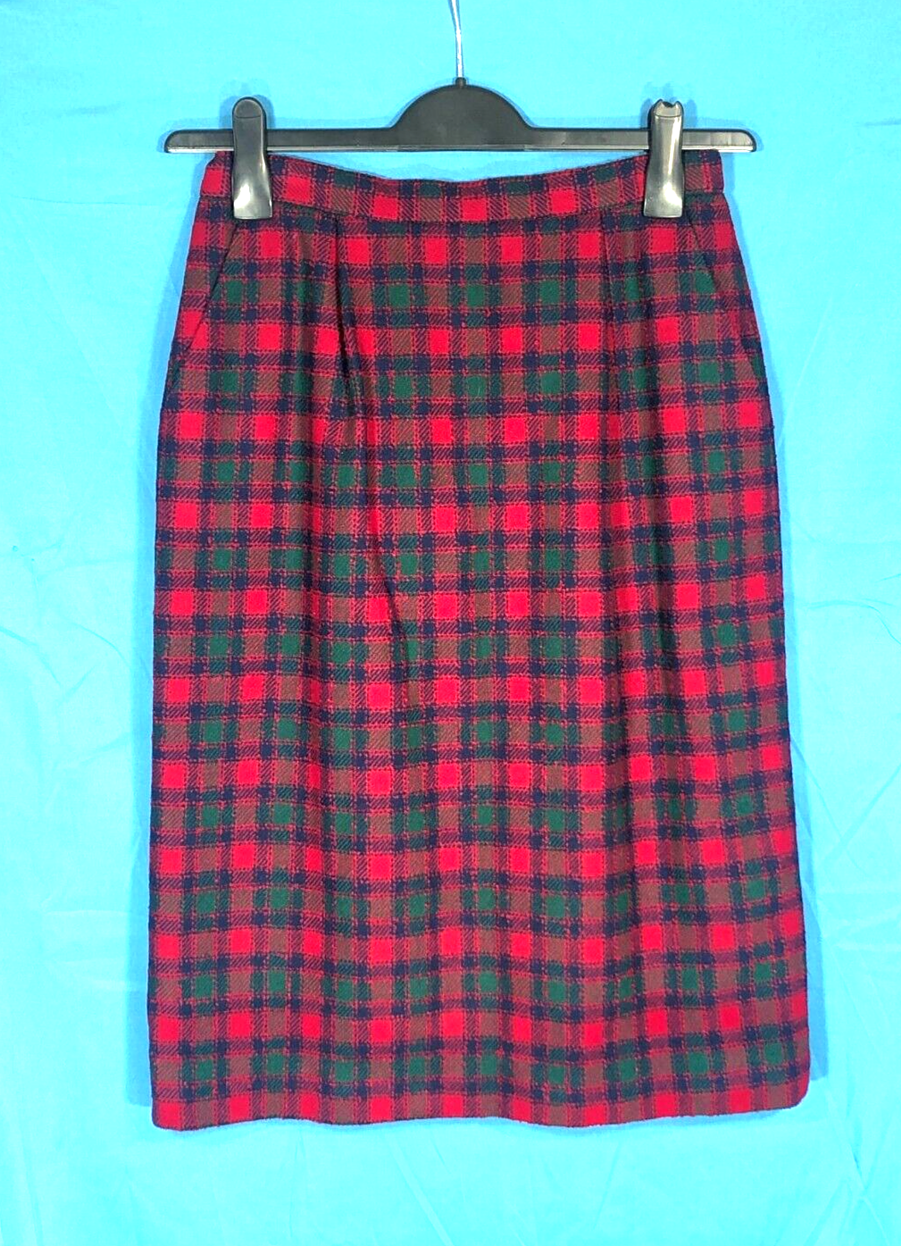 VTG Pendleton Classic Lined Wool Blend Red Multi Plaid Straight Pencil Skirt Size 6