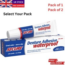 Secure Waterproof Denture Adhesive, strong all-day hold zinc free &ndash; 40g