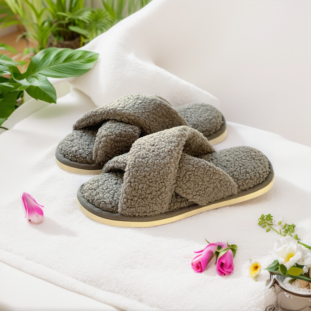 Plateau-Hausschuhe Damen - Offene Zehen Für Sommer - Kordsamt Breite Passform