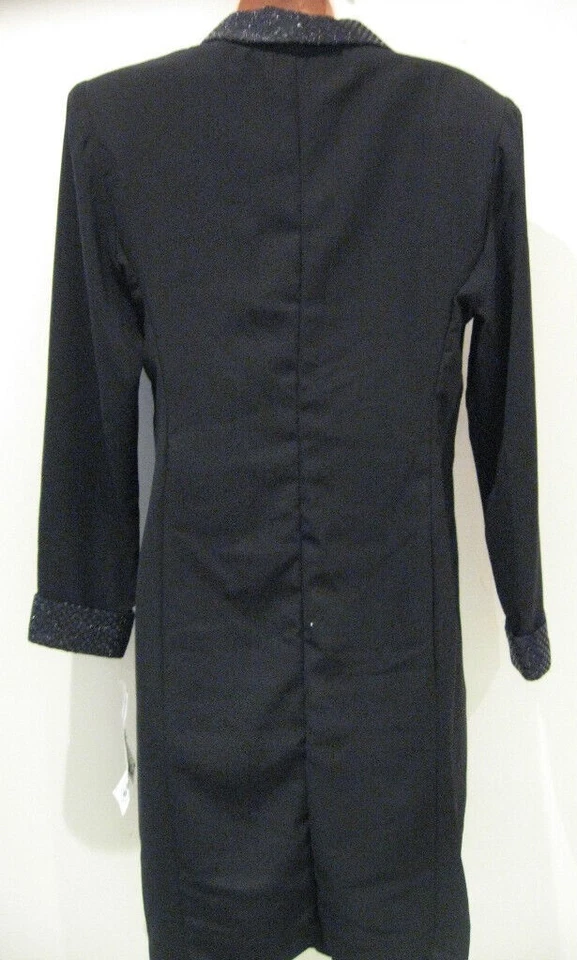 Perceptions Black Seaquin collar cuff Stylish Party Long Coat NEW Size 6/8 - Image 3 of 4