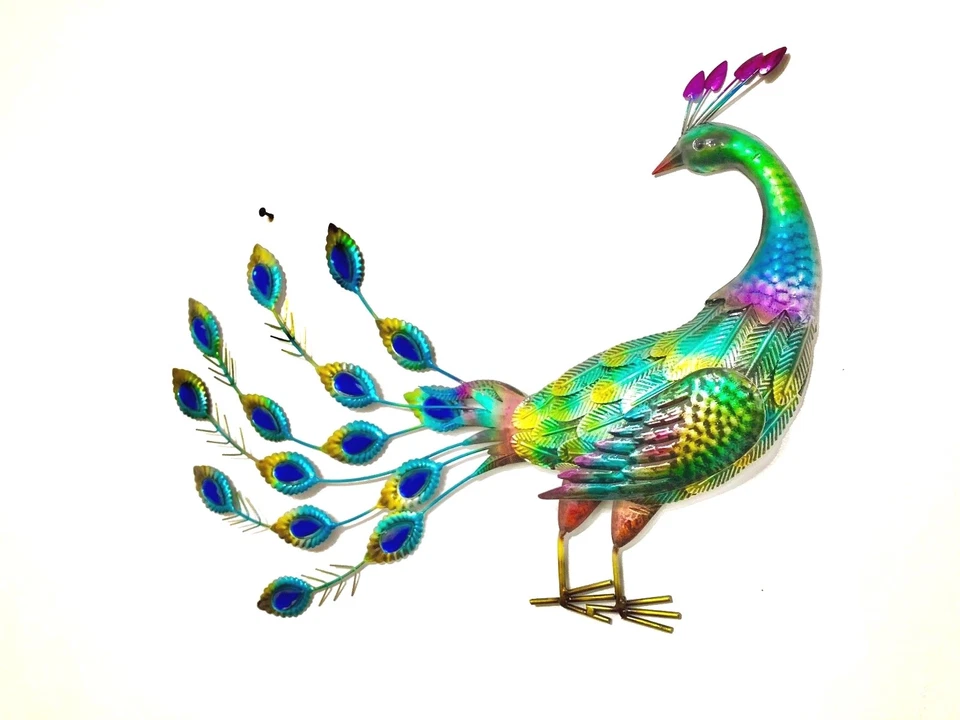 Large HandMade Metal Craft Peacock Indoor Outdoor Pond Garden Ornament Sculpture - Image 3 of 4