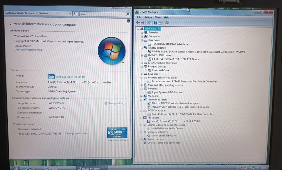 Acer Aspire 3680/3682 Laptop Notebook Vista TWO Laptops 1 working 1 for parts - Image 2 of 4