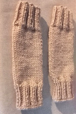 MITAINES - VIEUX ROSE - LAINE BIO - tricotées à la main