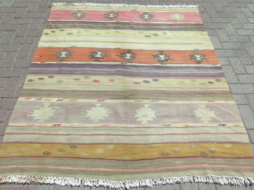 Antique Turkish Kilim Rug, Area Rugs, 5X6 Rug, Floor Rug, Handmade Kelim 61"x71"