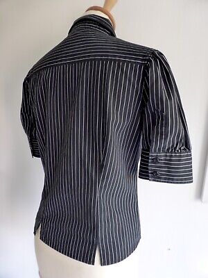 MUSTANG Kurzarm-Bluse - Retro-30/40er Jahre-Look Nadelstreifen schwarz/weiß  S/36 | eBay