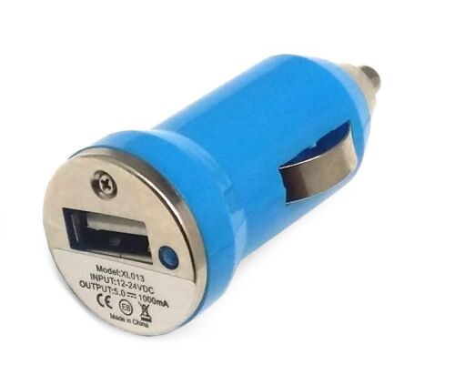 2 Pack Mini Universal USB DC Car Charger Adapter Bullet, 5V 1A, Blue - Picture 1 of 1