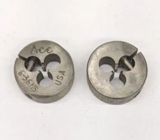 2 Ace 6-36 NS Round Dies 13/16" OD Screw Adjustable Die CS Carbon Steel USA