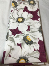 KitchenAid Terry Kitchen Towels Flowers MAGENTA GRAY WHITE 100 Cotton NWT