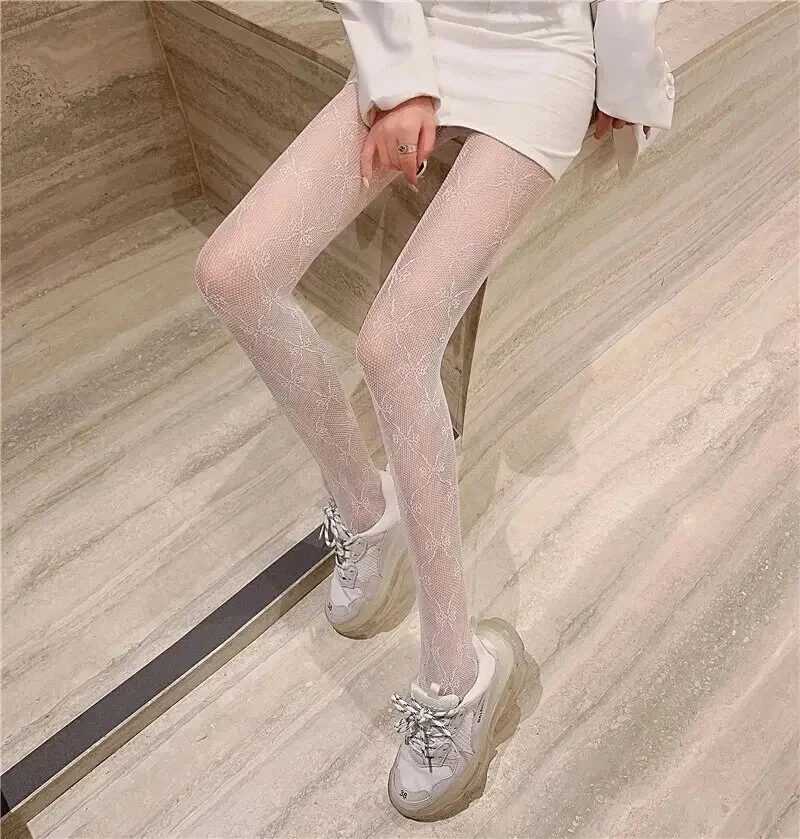 Pantimedias de red para mujer verano malla muslo alto estilo red calce Foto 3 de 4