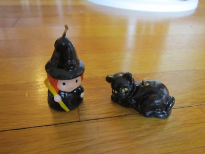 Halloween Small Witch w/Orange Hair, Black Cat Yellow eyes 2.5'' Cute FREE SHIP