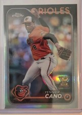 Yennier Cano 2024 Topps Chrome Baseball Refractor Baltimore Orioles 130 Gold Cup