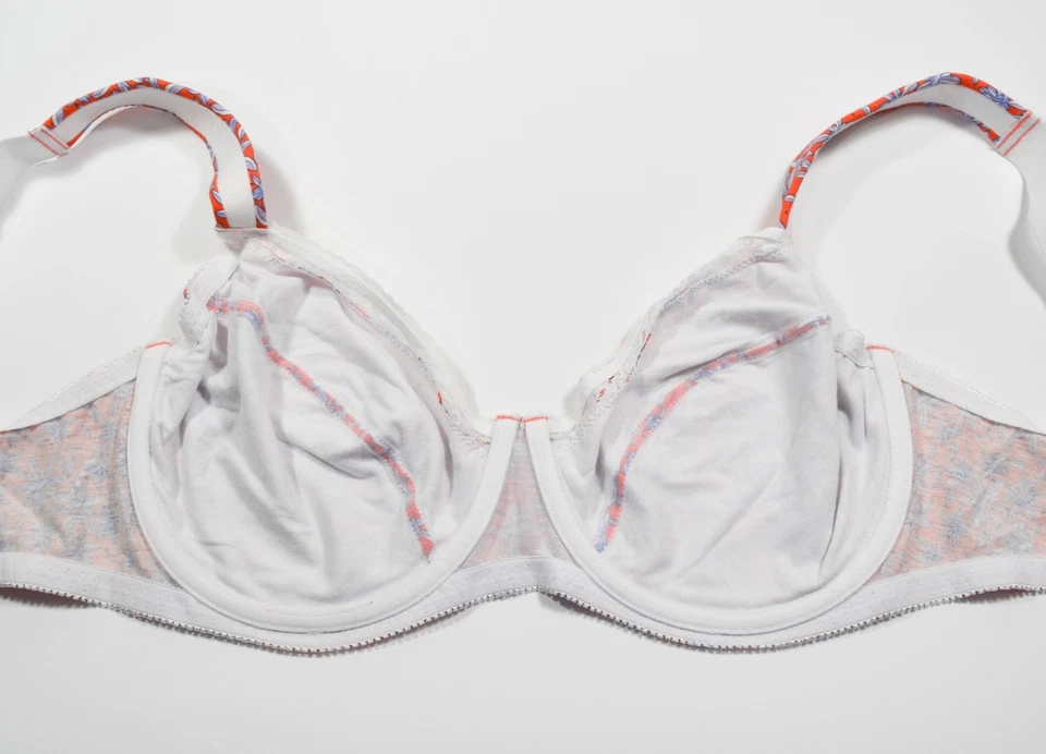 Nuevo con etiquetas Sujetador Curve Muse Naranja Púrpura Floral 100% Algodón Con Aros Talla 40DDD Foto 3 de 4