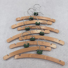 Children's Child Baby Kids Wood Hangers 8 Wood Frog Head Beads 10" X 4.5"