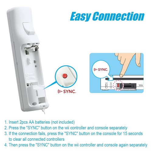 Wii Controller 2 Pack, with Silicone Case and Wrist Strap, Remote Controller ... - Imagen 6 de 7