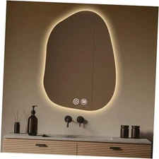LED Bathroom Mirror with Lights, 26" x 38" Irregular Led 38"L x 26"W Cloud