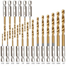19 Pcs HSS Titanium Twist Drill Bit Set 1/4" Hex Shank Quick Change Wood Metal