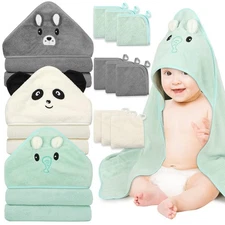Sublaga 12 PCS Baby Towels, 3 PCS Soft Hooded Baby Towels  9 PCS Washcloths,