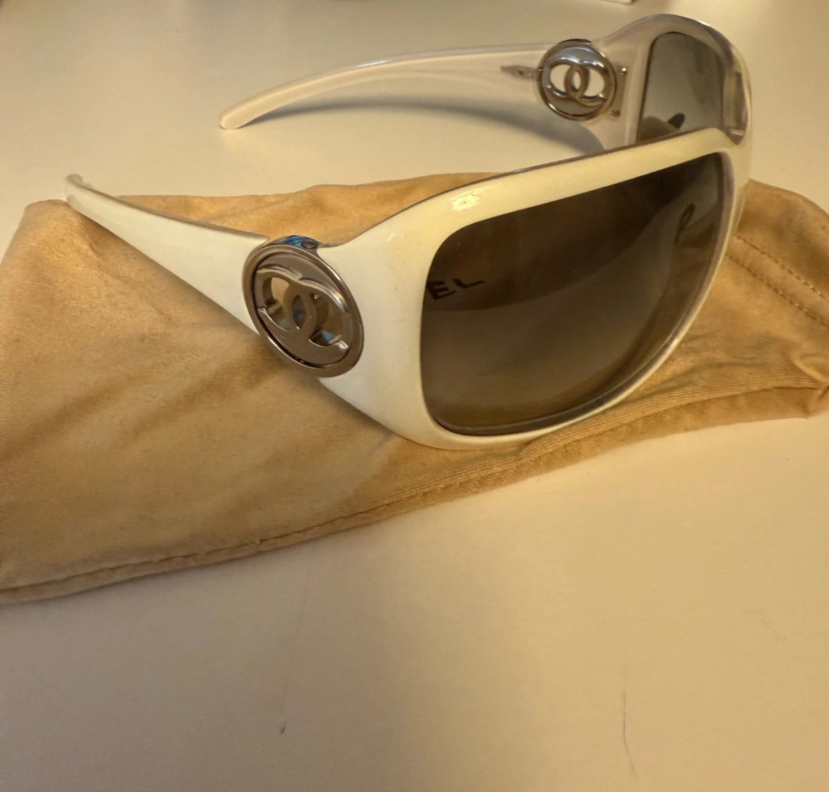 CHANEL White with Vintage Sunglasses for Women for sale | eBay