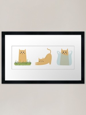 Orange Tabby Katze Doodle Pack gerahmt gerahmt Wandbild Poster Leinwanddruck Bild
