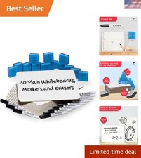 Kid-Friendly Mini Dry Erase Board Set - 30 Lapboards with Felt Erasers Markers