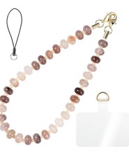 Violet Agate Natural Gemstone Crystal Beaded Charm Cell Phone,Camera Lanyard