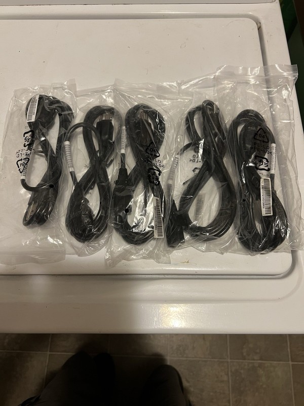 Black 3-Prong to IEC C13 Power Cable Lot of 5, MPN 8121-0740/0906