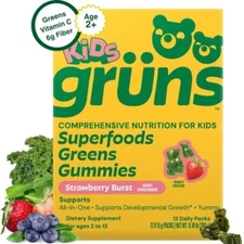 Grüns Kids' Low Sugar Superfoods Greens Gummies - 72ct/12 Servings