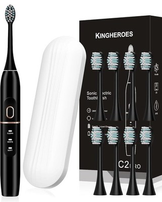 kingheroes Electric Toothbrush Set Comes With 8 Brush Heads & Travel Case 4 Mode