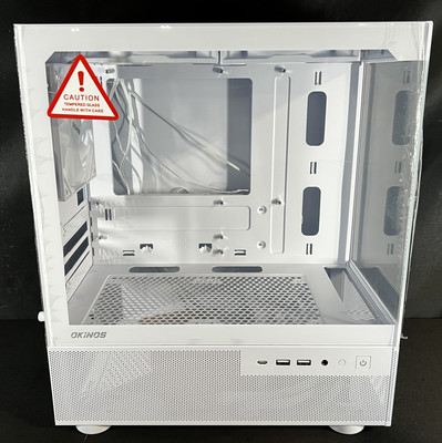 Okinos Aqua ARGB Mini-Tower ATX PC Gaming Case White New Open Box - Main Image