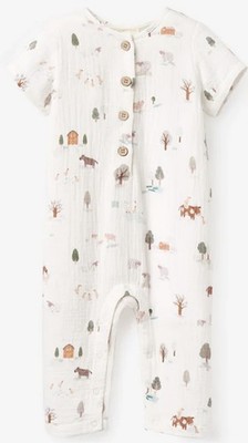 Elegant Baby Farm Print One Piece Pantsuit Organic Muslim Cotton NWT 6-9 month