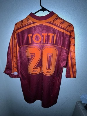 Asics AS Roma 1995/1996 Home Jersey Totti 20 Size XL Made In Italy