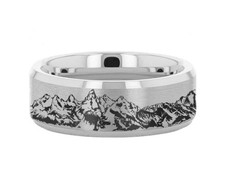 Grand Teton National Park Ring Men's Tungsten Wedding Band Nature Ring - 8mm