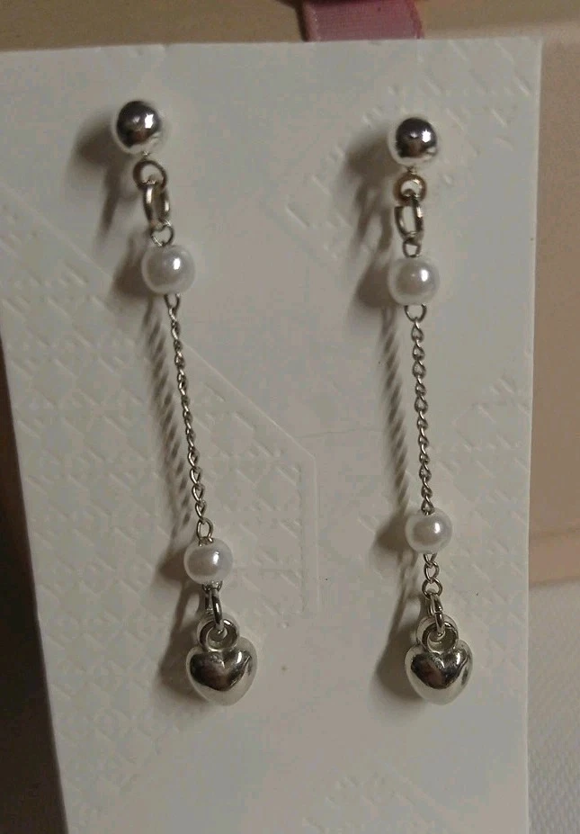 2 Paia Orecchini Pendenti A Goccia In Perla E Lega - Set Orecchini Classici Donna Oro E Argento 35x10mm