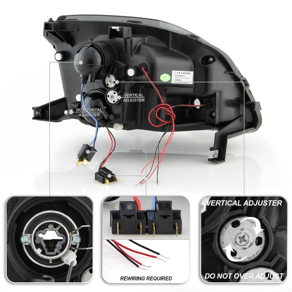 For Smoke 97-02 Honda Prelude LED Halo Projector Headlights Headlamps Left+Right - Image 4 of 4